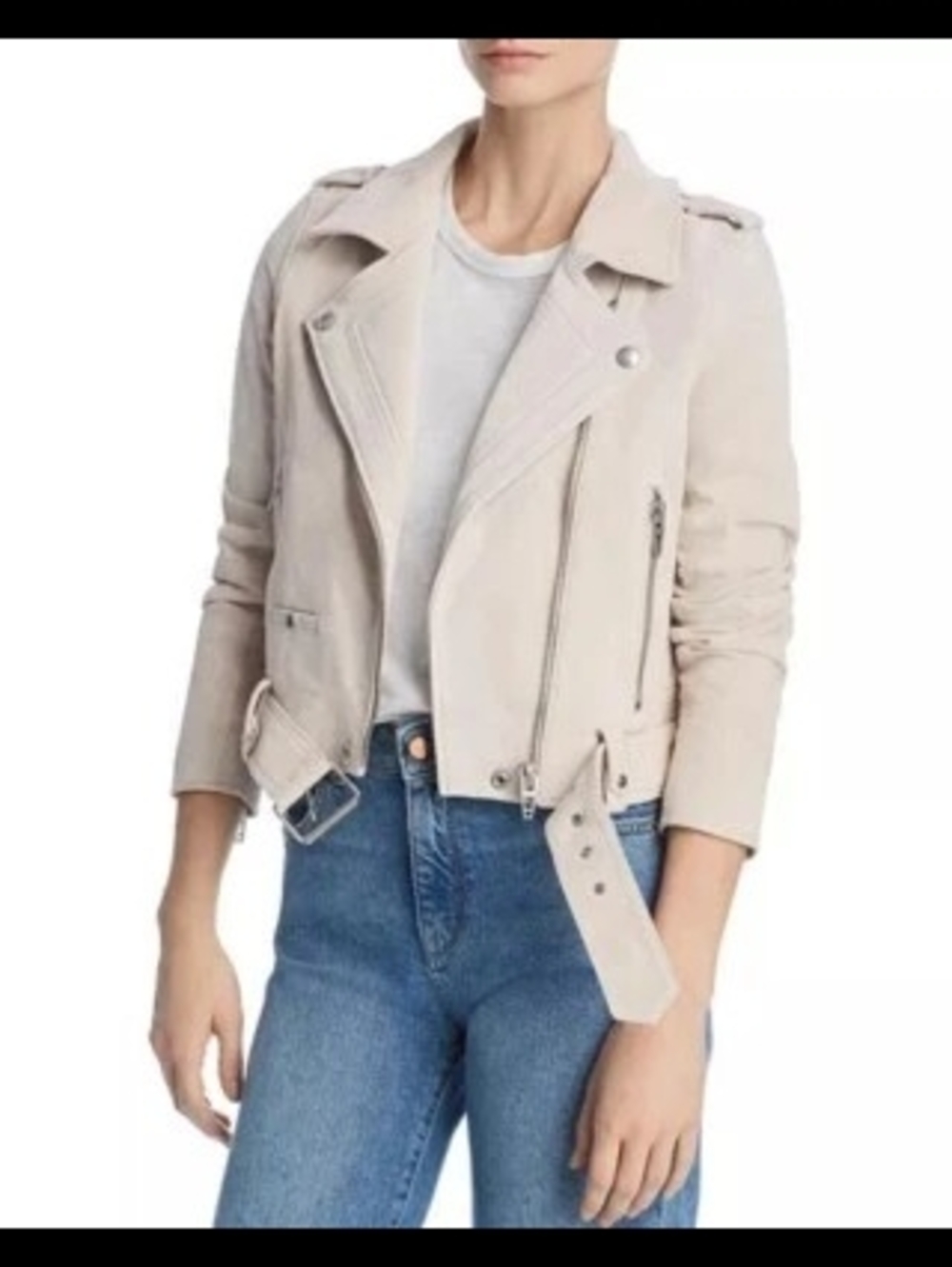Blank NYC Stone Suede Moto Jacket Small